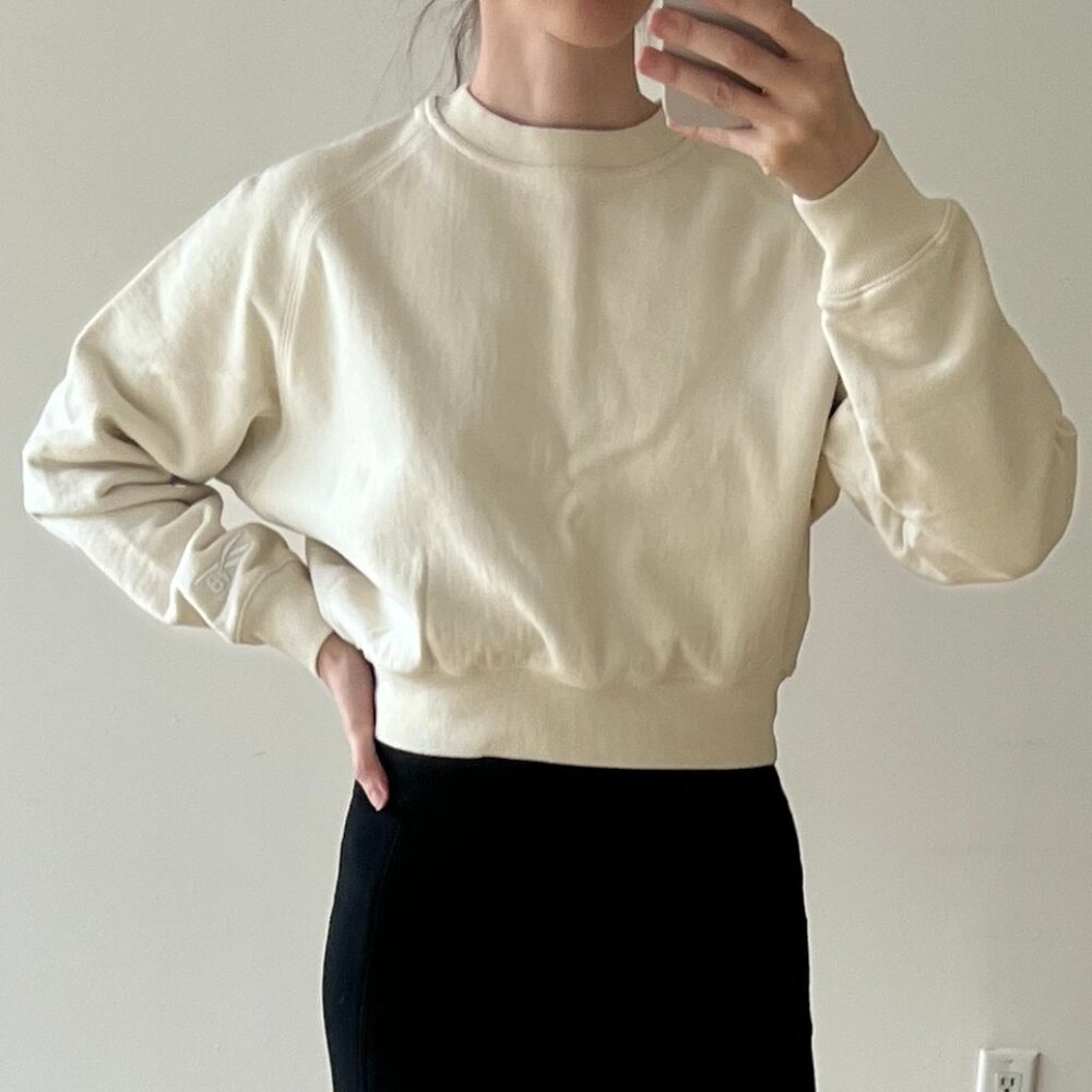 Reebok x Victoria Beckham Cropped Crew Neck Long Sleeve Sweatshirt - Size Small